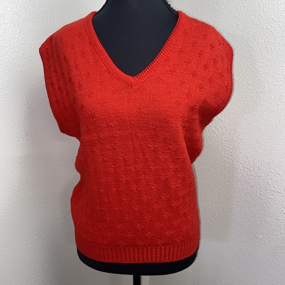Vintage Pendleton Sweater Vest Women's Medium Red Cardigan Wool Knit Made in USA - Picture 1 of 9